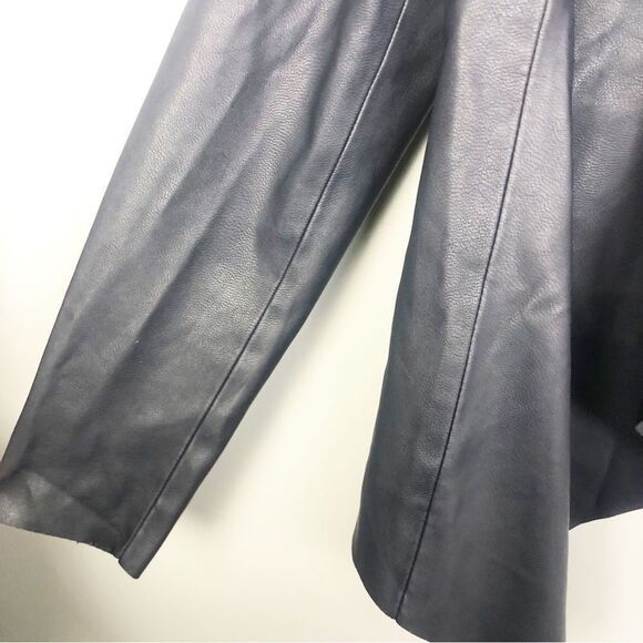 THE LIMITED | Vegan Leather Navy Blue Open Front Drape Jacket Women’s Size M - Picture 6 of 13